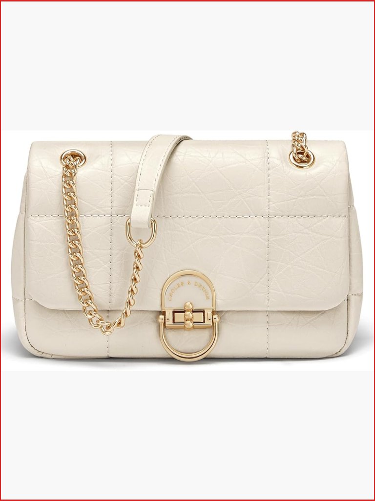 Genuine Leather Crossbody Bag With Chain Strap Satchel Purse